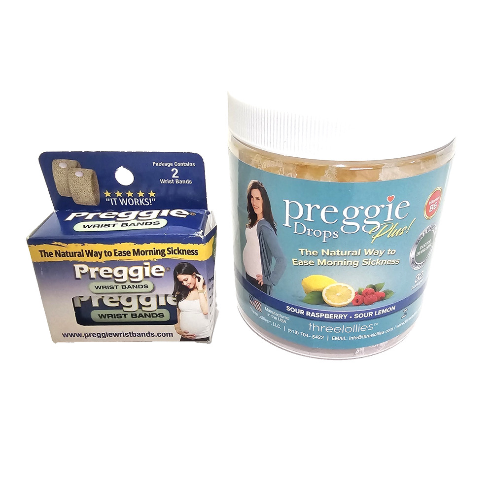 NEW!! Preggie Candy Drops and Wristbands Anti-Nausea Morning Sickness Relief